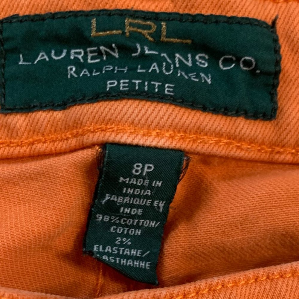 Ralph Lauren Petite Orange Cropped Denim Jeans - Picture 5 of 5